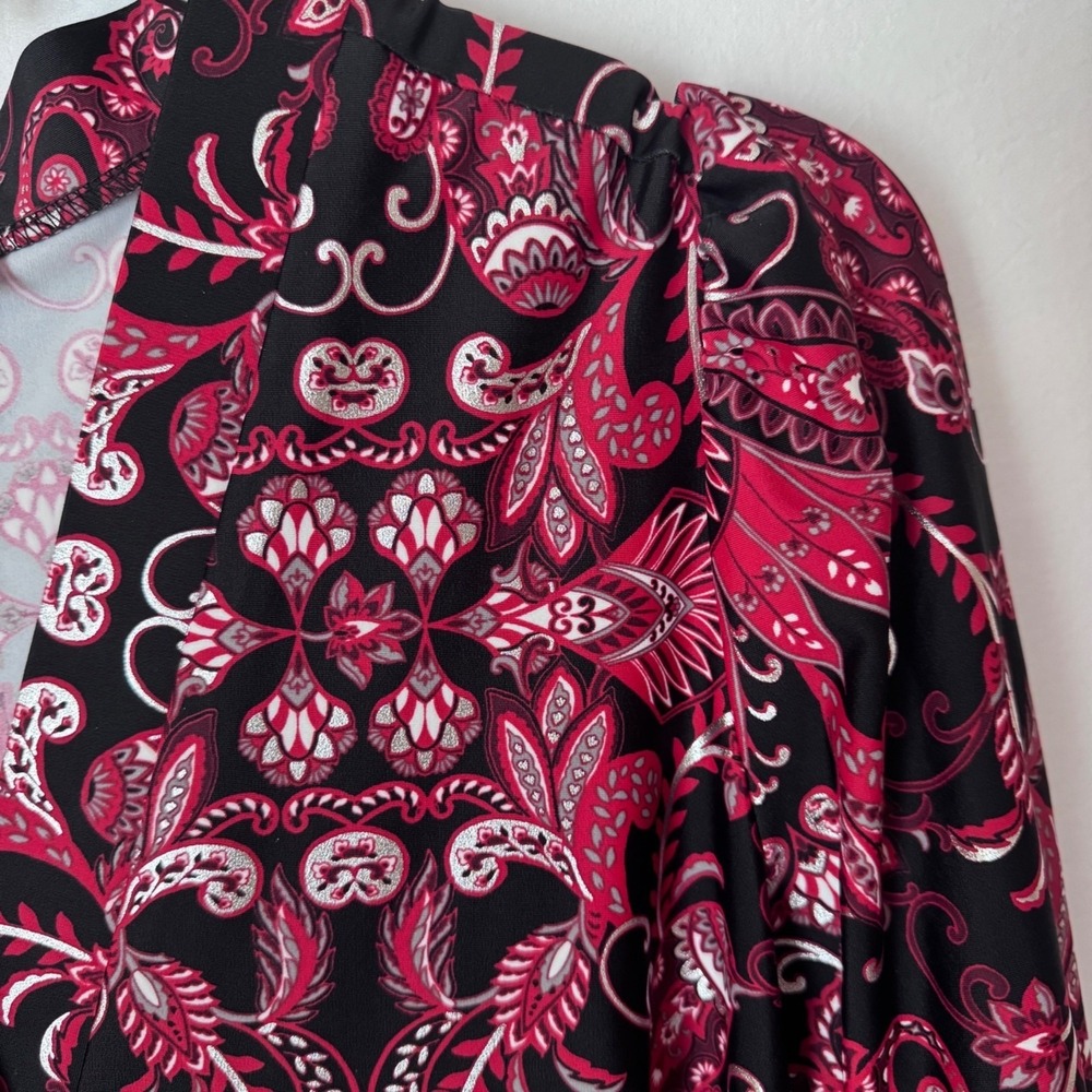 Jude Connally Tiered Midi Dress Women Medium Pink Black Paisley Boho NWT - Picture 6 of 11